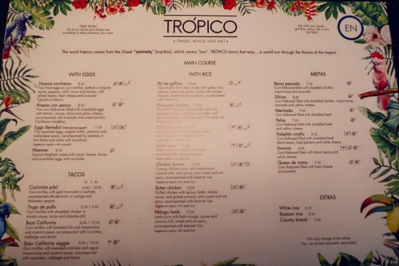 Best brunch in Barcelona @minkaguides Tropico brunch menu