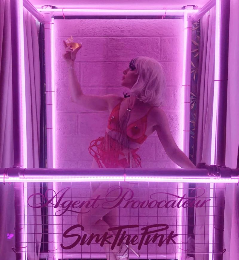 Doing drag - Fanny Minka at Agent Provocateur party CREDIT Sink The Pink