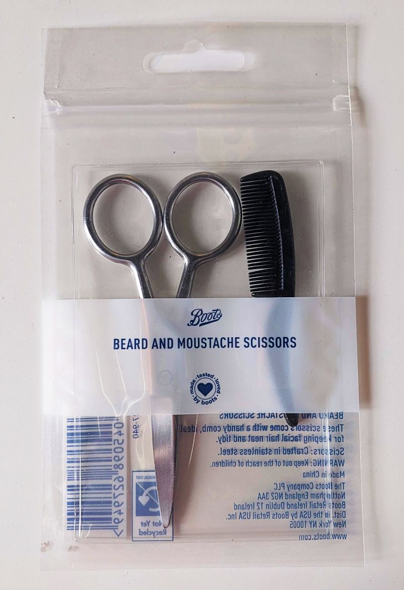 AFAB mustache - Boots beard scissors CREDIT Minka Guides