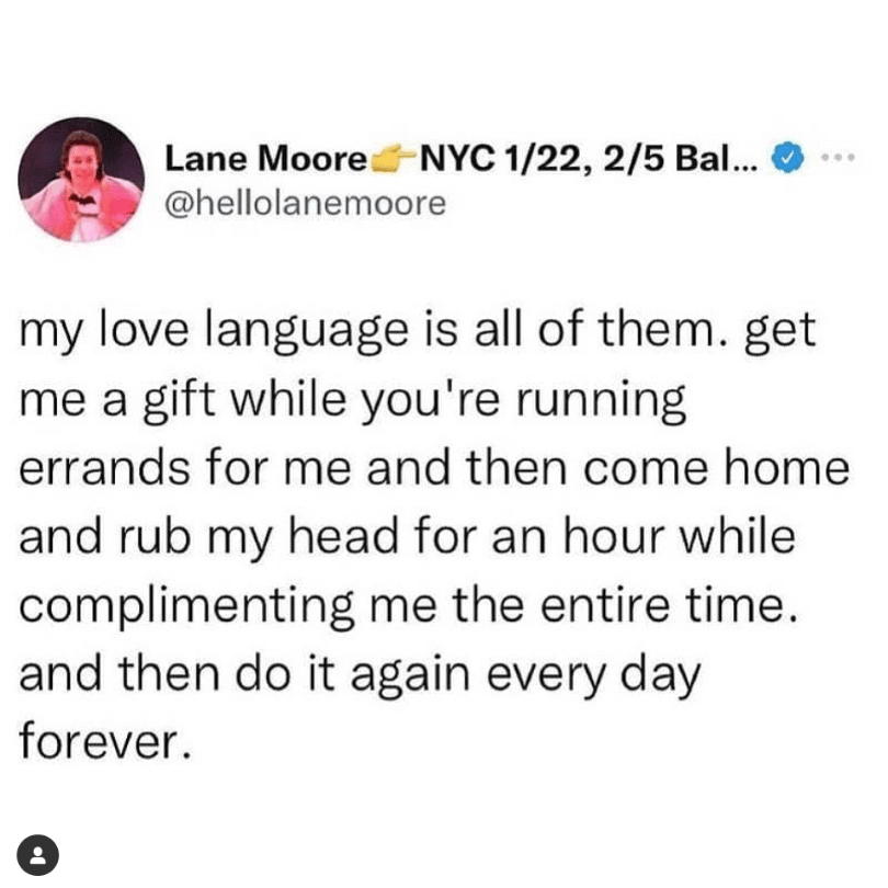 What is my love language - all of them meme